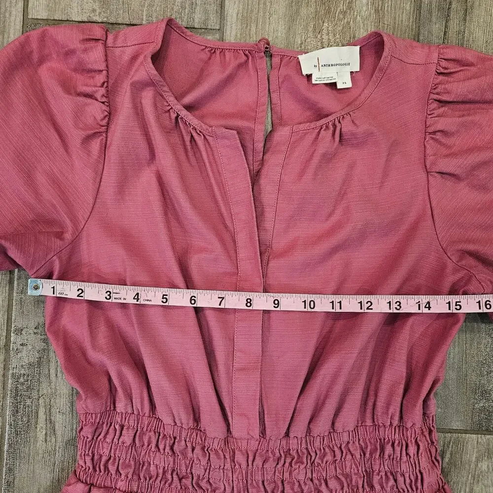 Anthropologie Somerset Jumpsuit Womens XS Pink Wide Leg Boho Casual Cottage‎